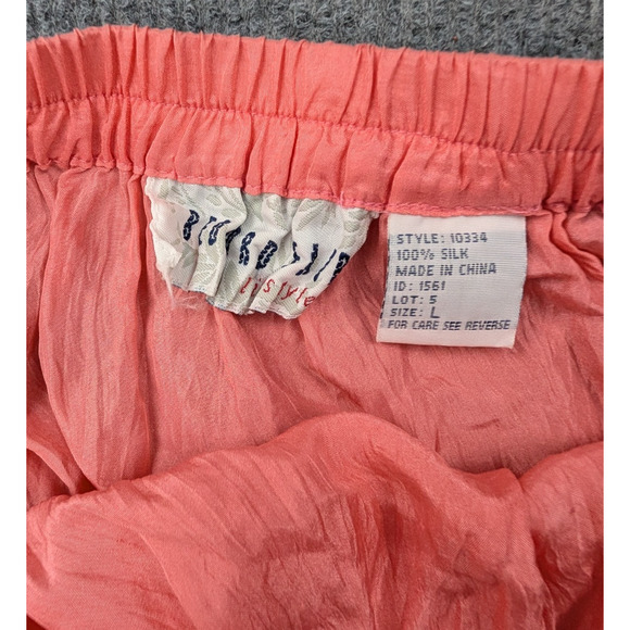 Vintage Silk Midi Skirt Womens Large Pink Coral Lightweight Layering Cottage 90s - Picture 5 of 5